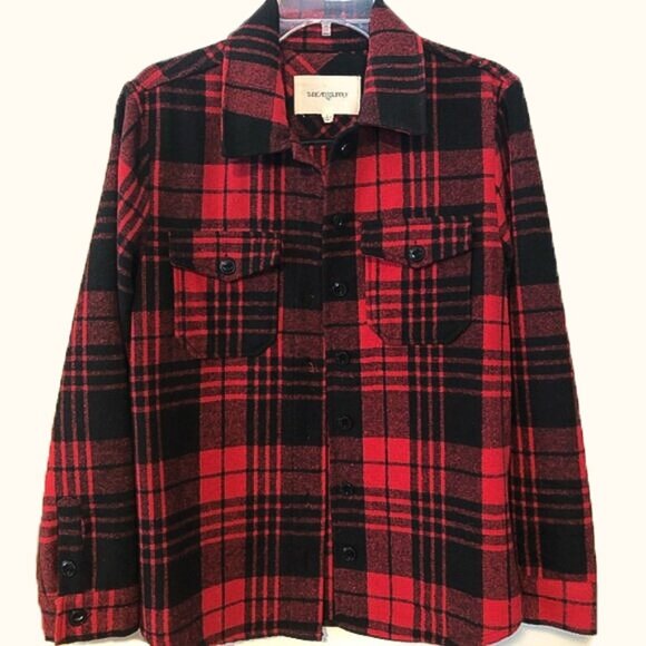 Thread & Supply Thick Buffalo Plaid Flannel Button Down Shirt - Picture 1 of 6